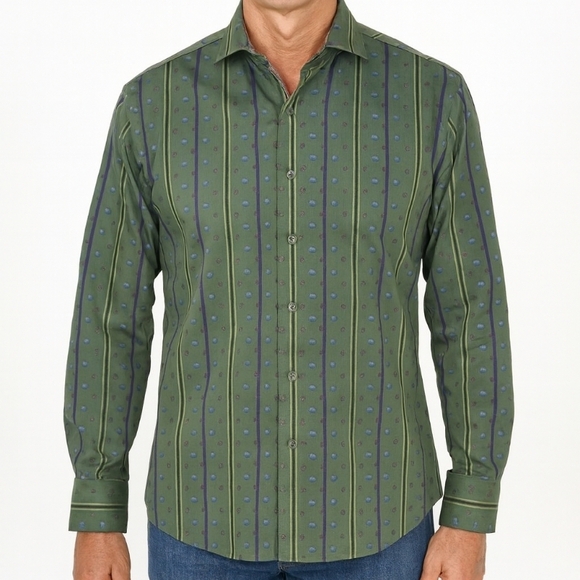 Robert Graham Other - Robert Graham Men's L Long Sleeve Button-Up Shirt W/ Silk Trim & Placket